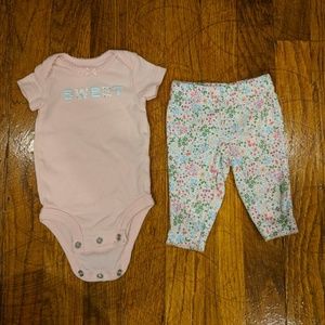 Carter's NB onesie and pant floral set